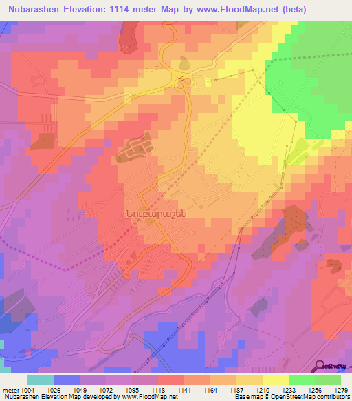 Nubarashen,Armenia Elevation Map