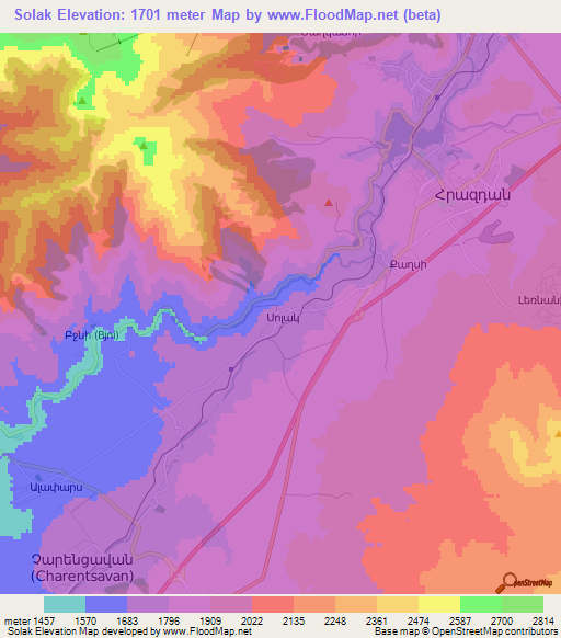 Solak,Armenia Elevation Map