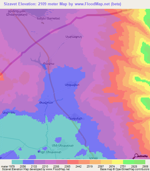 Sizavet,Armenia Elevation Map