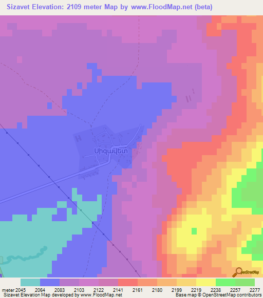 Sizavet,Armenia Elevation Map