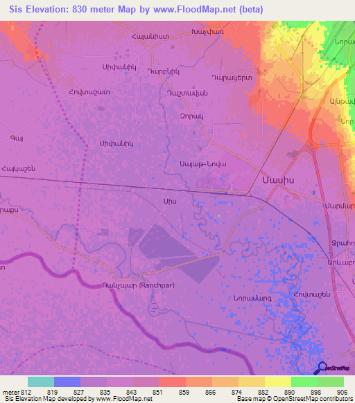 Sis,Armenia Elevation Map