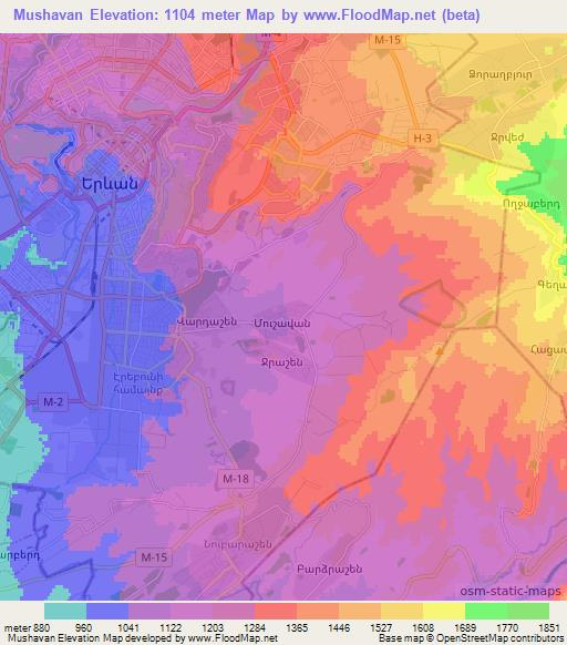 Mushavan,Armenia Elevation Map