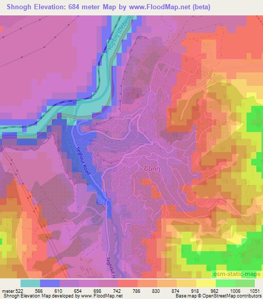 Shnogh,Armenia Elevation Map