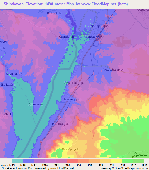 Shirakavan,Armenia Elevation Map