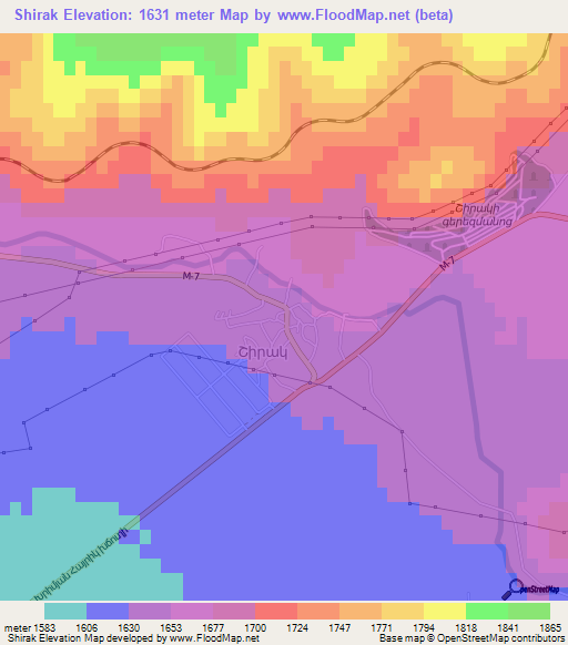 Shirak,Armenia Elevation Map