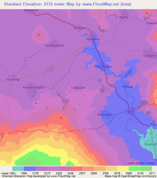 Shenkani,Armenia Elevation Map