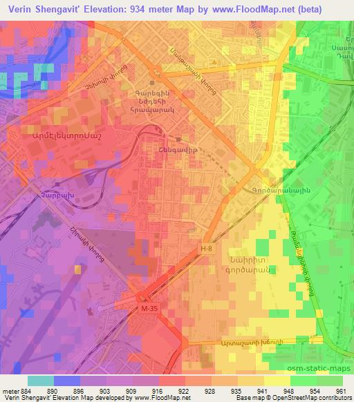 Verin Shengavit',Armenia Elevation Map