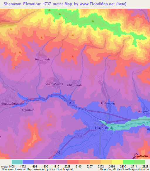 Shenavan,Armenia Elevation Map