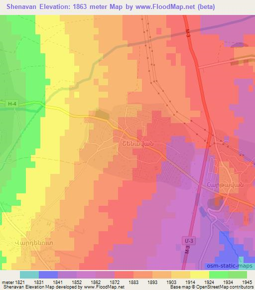 Shenavan,Armenia Elevation Map