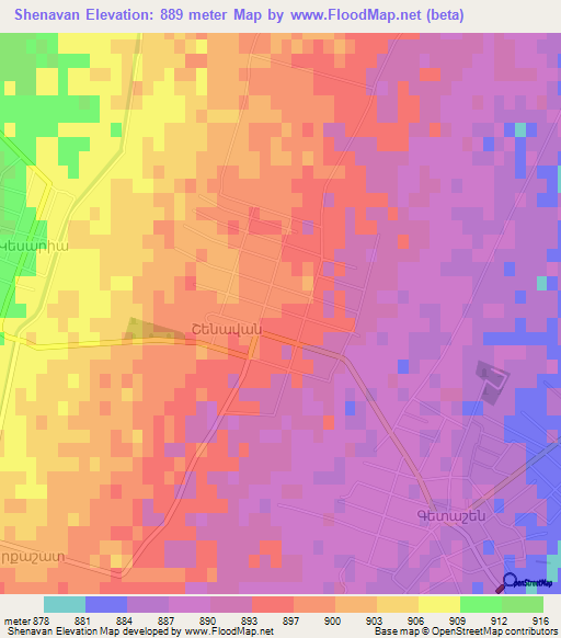 Shenavan,Armenia Elevation Map