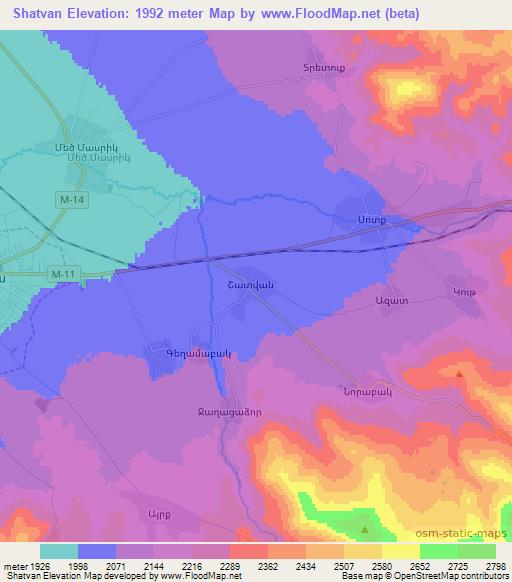 Shatvan,Armenia Elevation Map