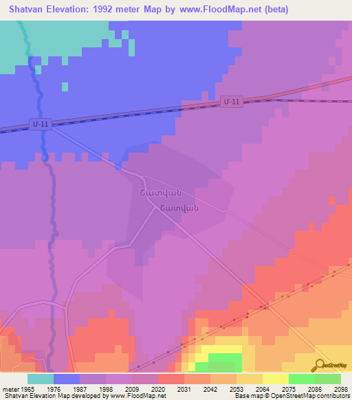 Shatvan,Armenia Elevation Map