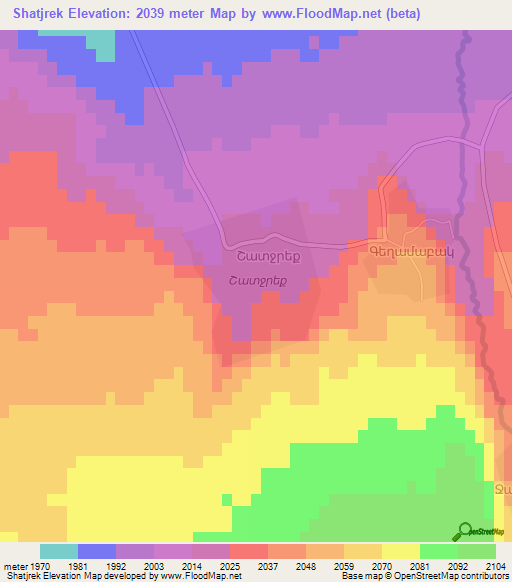 Shatjrek,Armenia Elevation Map