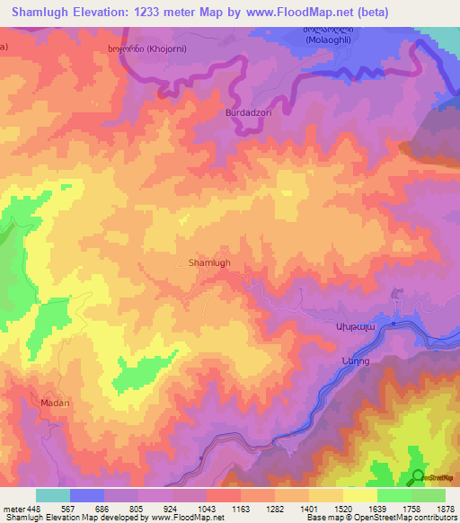 Shamlugh,Armenia Elevation Map
