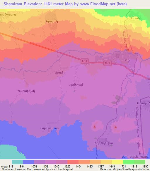 Shamiram,Armenia Elevation Map