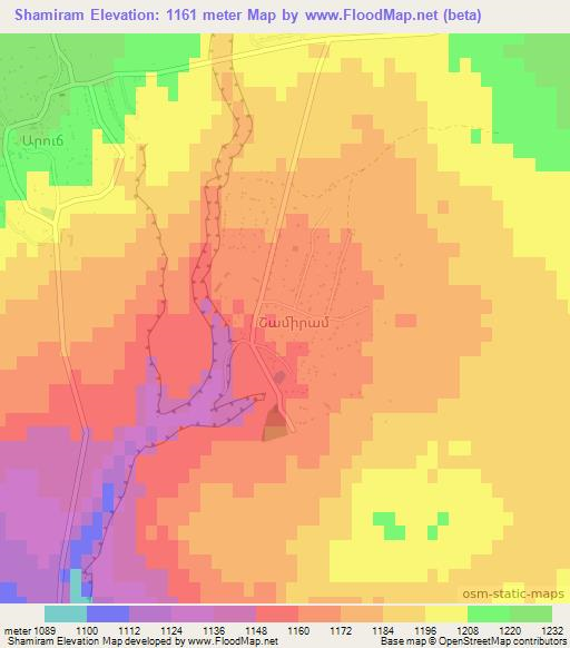 Shamiram,Armenia Elevation Map