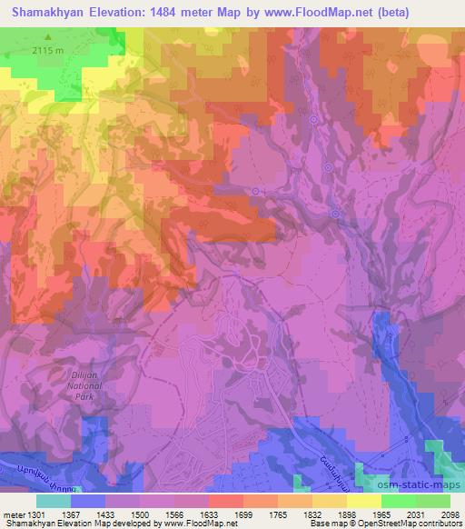 Shamakhyan,Armenia Elevation Map