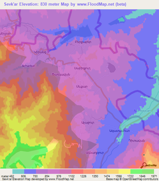 Sevk'ar,Armenia Elevation Map