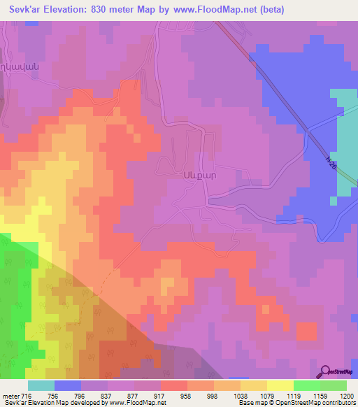 Sevk'ar,Armenia Elevation Map