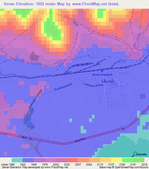 Sevan,Armenia Elevation Map