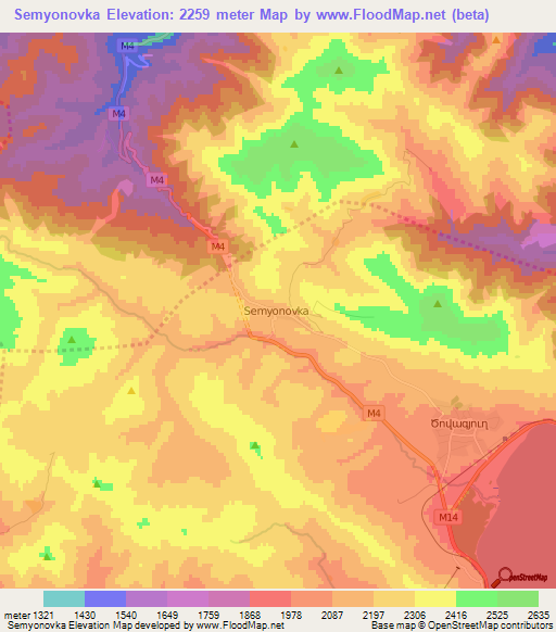 Semyonovka,Armenia Elevation Map