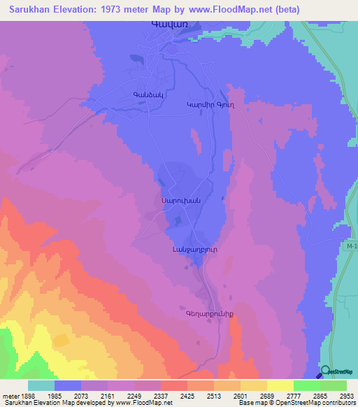 Sarukhan,Armenia Elevation Map