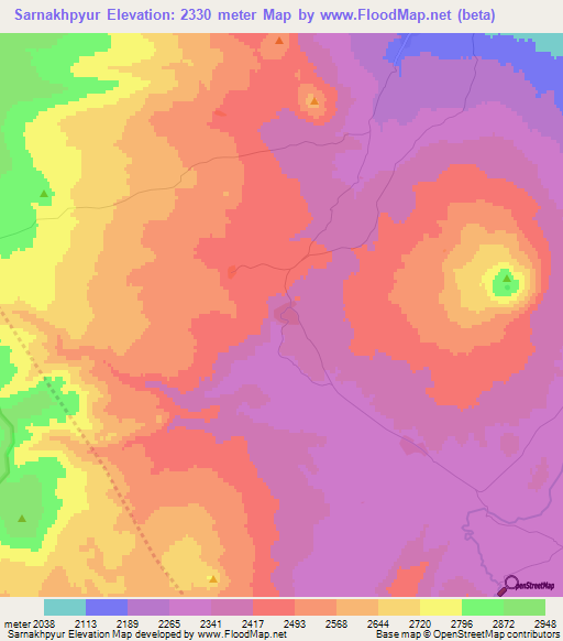 Sarnakhpyur,Armenia Elevation Map