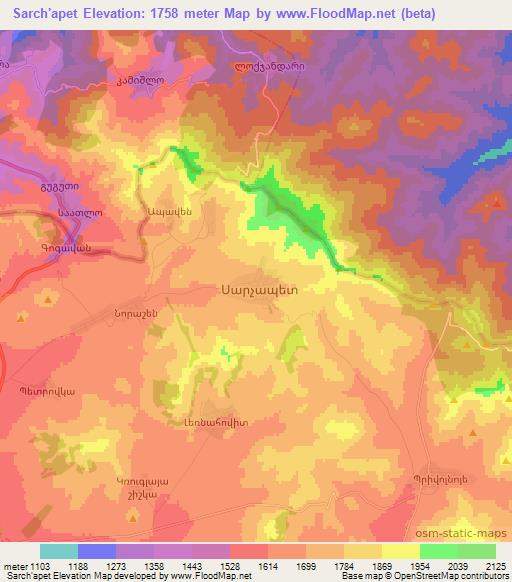 Sarch'apet,Armenia Elevation Map
