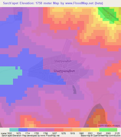 Sarch'apet,Armenia Elevation Map