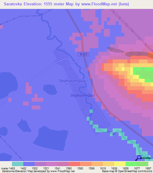 Saratovka,Armenia Elevation Map