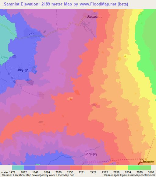 Saranist,Armenia Elevation Map