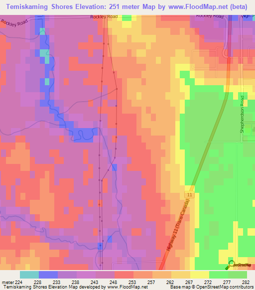 Temiskaming Shores,Canada Elevation Map