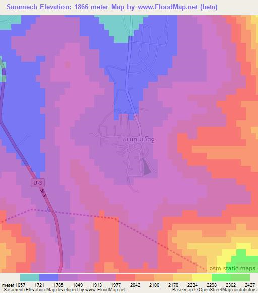 Saramech,Armenia Elevation Map