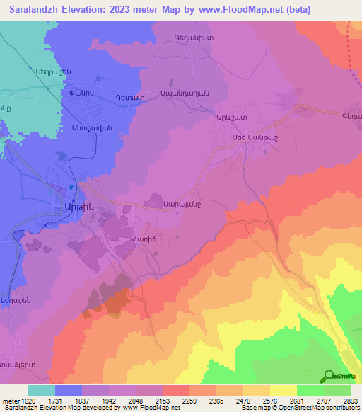 Saralandzh,Armenia Elevation Map