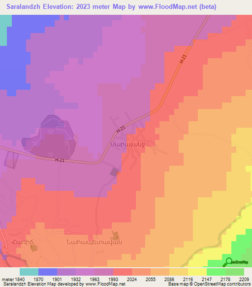 Saralandzh,Armenia Elevation Map