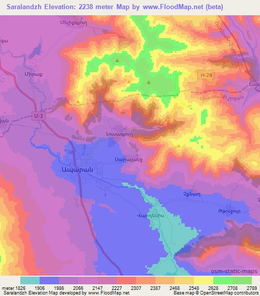 Saralandzh,Armenia Elevation Map