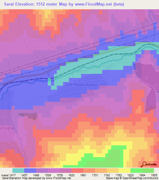 Saral,Armenia Elevation Map