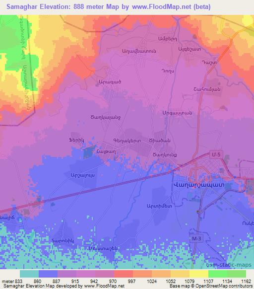 Samaghar,Armenia Elevation Map