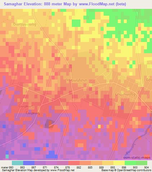Samaghar,Armenia Elevation Map