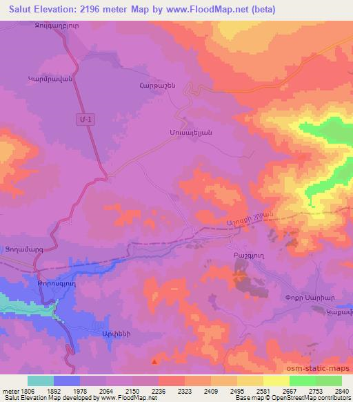 Salut,Armenia Elevation Map