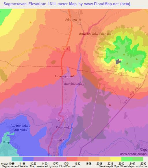 Sagmosavan,Armenia Elevation Map
