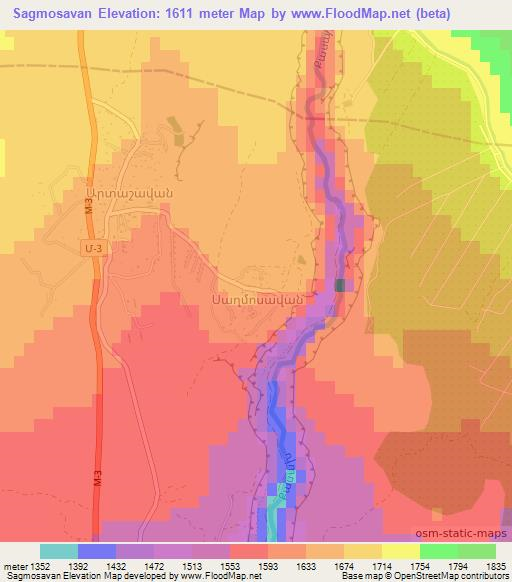 Sagmosavan,Armenia Elevation Map