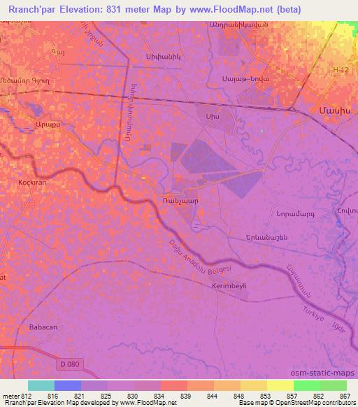 Rranch'par,Armenia Elevation Map