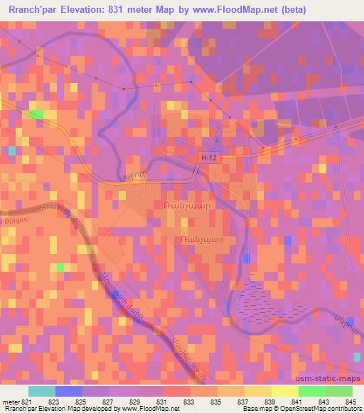 Rranch'par,Armenia Elevation Map