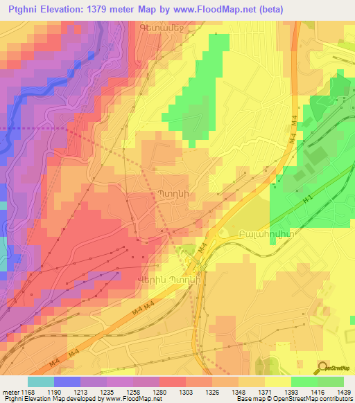 Ptghni,Armenia Elevation Map