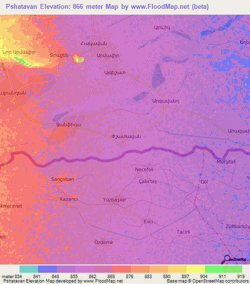 Pshatavan,Armenia Elevation Map