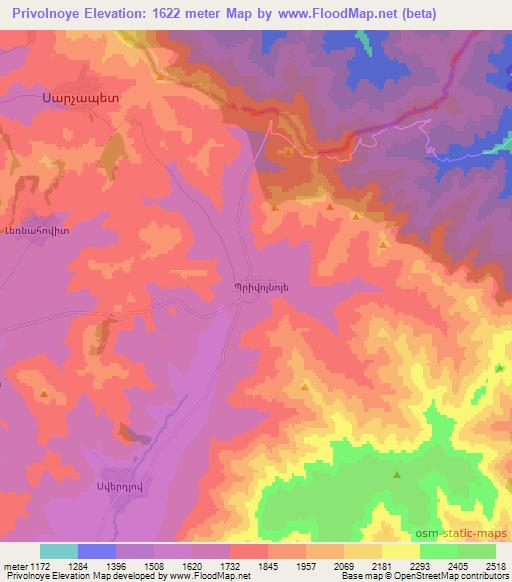 Privolnoye,Armenia Elevation Map