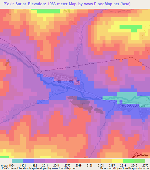 P'ok'r Sariar,Armenia Elevation Map