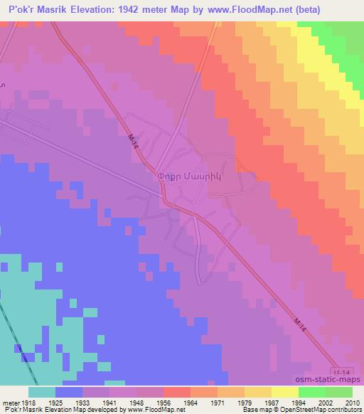 P'ok'r Masrik,Armenia Elevation Map