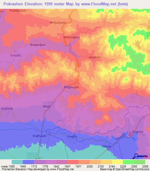 Pokrashen,Armenia Elevation Map